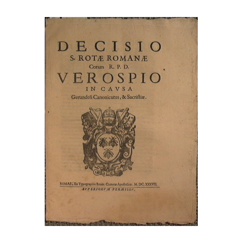 Decisio S. Rotae Romanae Coram R. P. D. Verospio in …