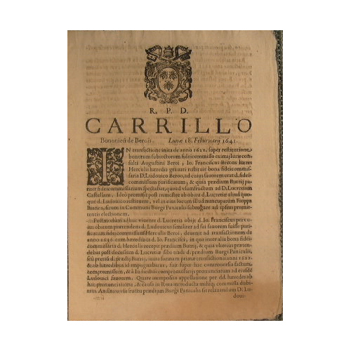 R. P. D. Carrillo, Bononein de Berois - Lunae 18. …