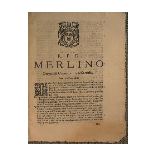 R. P. D. Merlino Gerunden Canonicatus, & sacristiae - lunae …