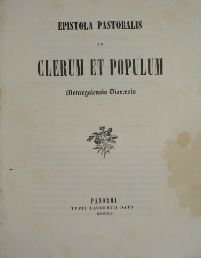 Epistola pastoralis ad clerum et populum Monregalensis Diocesis