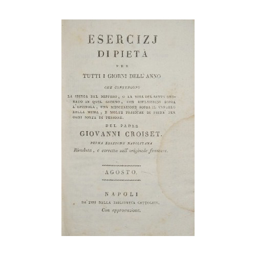 Esercizj di pietà per tutti i giorni dell'anno - Agosto