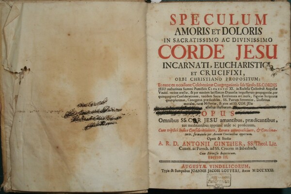 Speculum amoris et doloris in sacratissimo ac divinissimo corde Jesu …