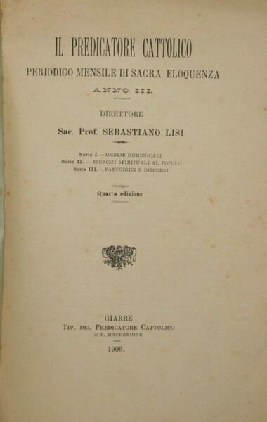 Il predicatore cattolico. Anno III