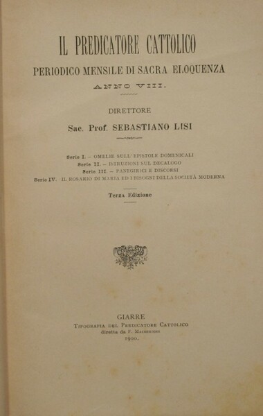 Il predicatore cattolico. Anno VIII