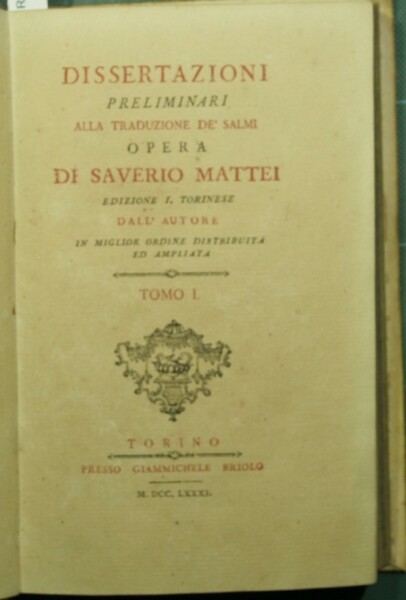Dissertazioni preliminari alla traduzione de' Salmi