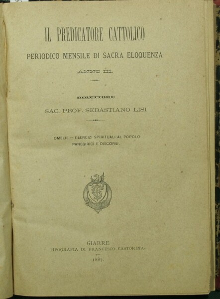 Il predicatore cattolico. Anno III