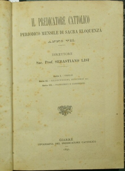 Il predicatore cattolico. Anno VII