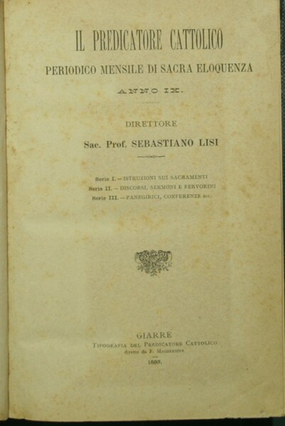Il predicatore cattolico. Anno IX