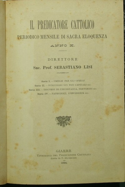 Il predicatore cattolico. Anno X