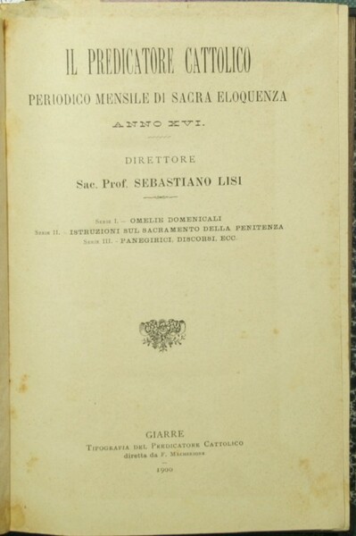 Il predicatore cattolico. Anno XVI