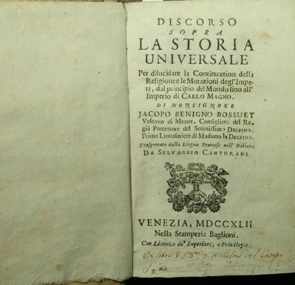 Discorso sopra la storia universale per dilucidare la continuazion della …