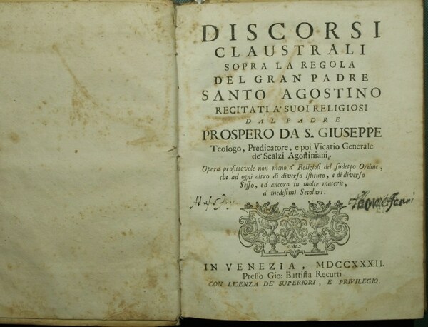 Discorsi claustrali sopra la regola del gran padre Santo Agostino …