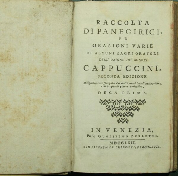 Raccolta di panegirici ed orazioni varie di alcuni sagri oratori …