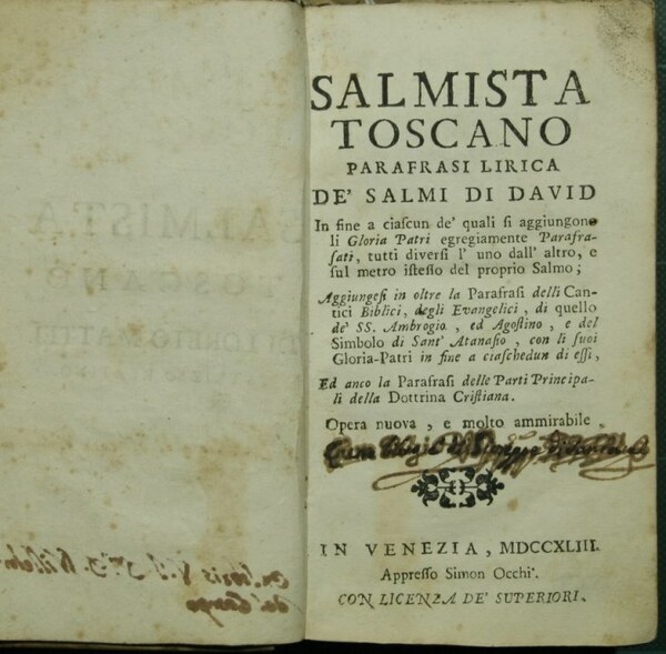 Salmista toscano. Parafrasi lirica de' Salmi di David