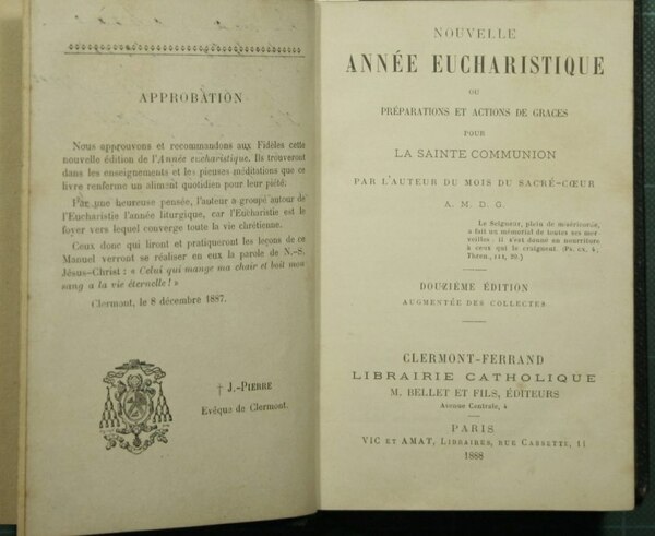 Nouvelle année eucharistique ou Préparations et actions de graces pour …
