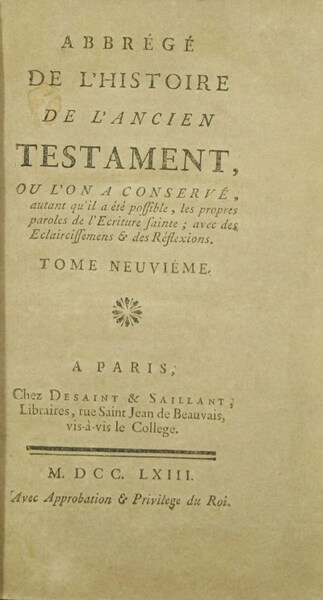 Abbrégé de l'histoire de l'Ancien Testament