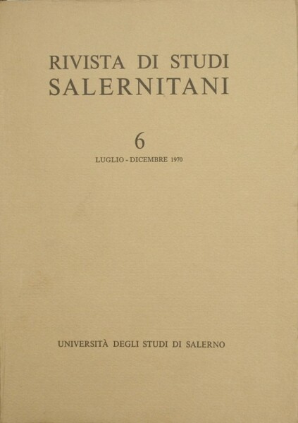 Rivista di Studi Salernitani. Anno III - N. 6