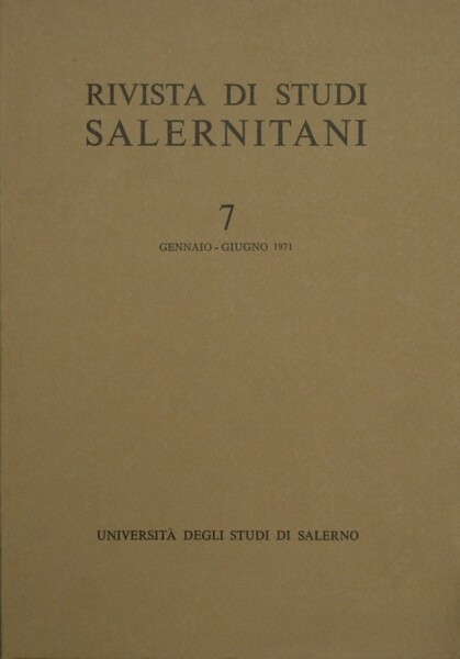 Rivista di Studi Salernitani. Anno IV - N. 7