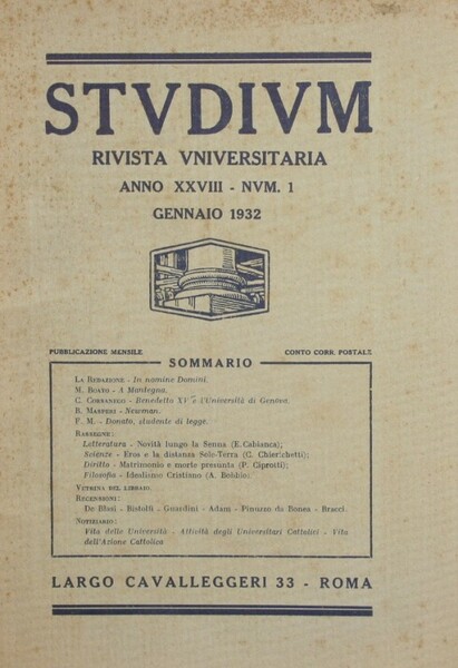 Studium. Gennaio - Febbraio 1932