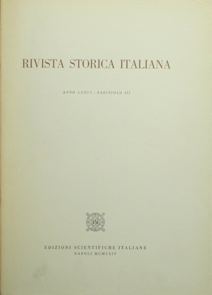 Rivista storica italiana. Settembre 1964
