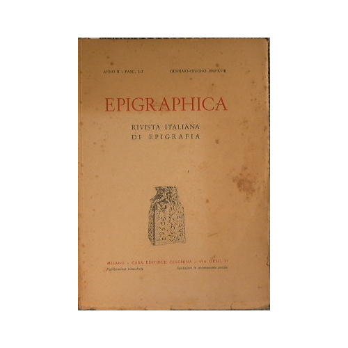Epigraphica. Rivista Italiana di Epigrafia