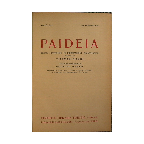 Paideia. Rivista Letteraria di Informazione Bibliografica diretta da Vittore Pisani