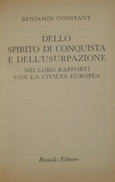 Dello spirito di conquista e dell'usurpazione