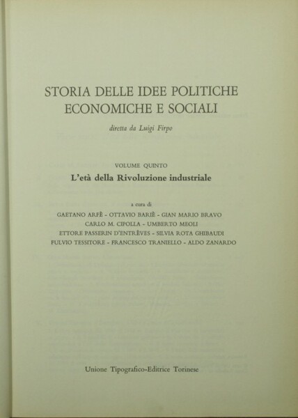 Storia delle idee politiche economiche e sociali. Vol. V - …