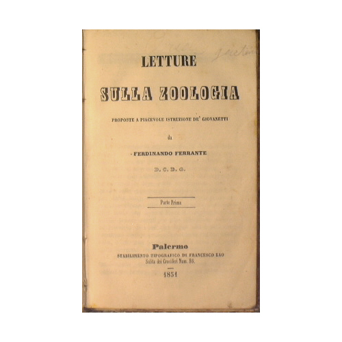 Letture sulla zoologia unito a Esercizio di divozione in onore …