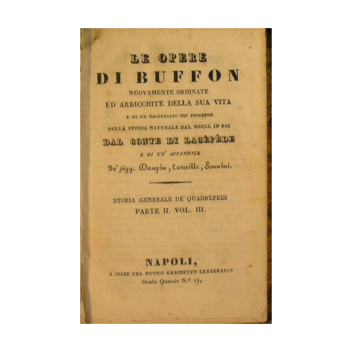 Le opere di Buffon (Parte II - Vol III storia …