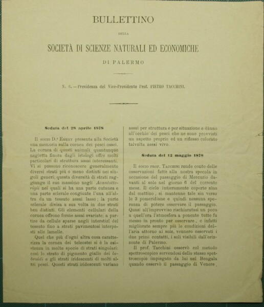 Bullettino della Società di scienze naturali ed economiche di Palermo. …