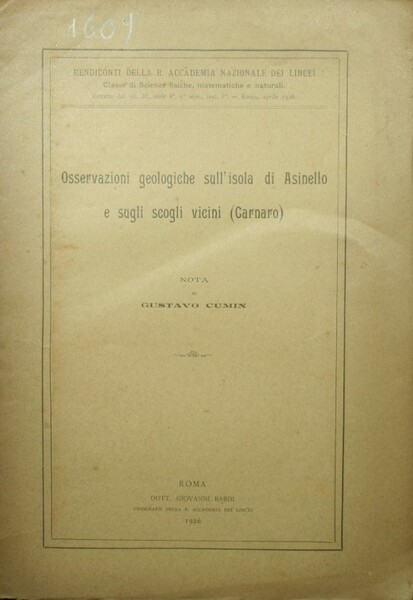 Osservazioni geologiche sull'isola di Asinello e sugli scogli vicini (Carnaro)