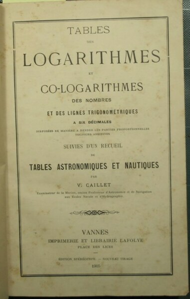 Tables des logarithmes et co-logarithmes des nombres et des lignes …
