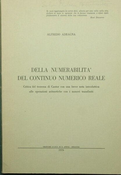 Della numerabilità del continuo numerico reale