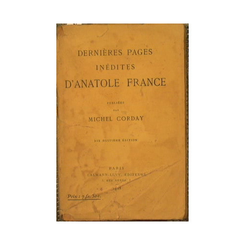 Dernieres pages inedites d'Anatole France