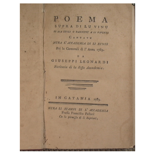 Poema supra di lu vinu si sia utili o dannusu …