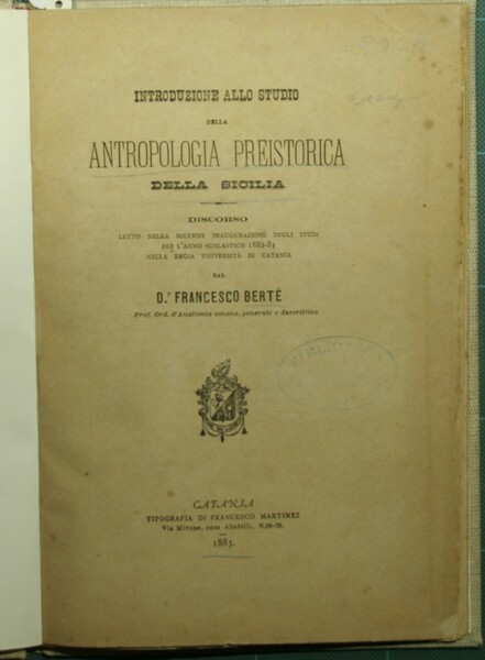 Introduzione allo studio della antropologia preistorica della Sicilia