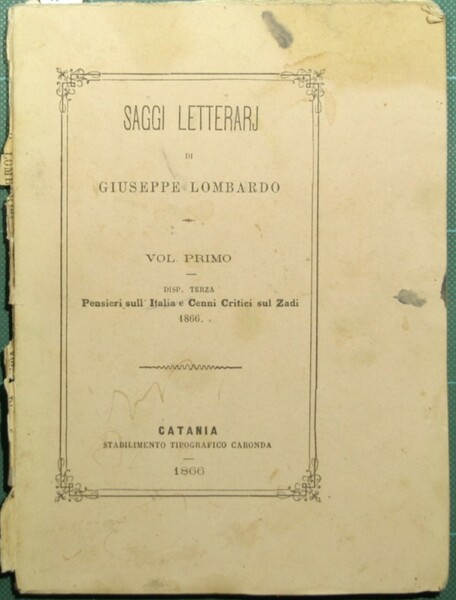 Saggi letterarj. Vol. I