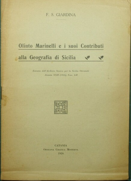 Olinto Marinelli e i suoi contributi alla geografia di Sicilia