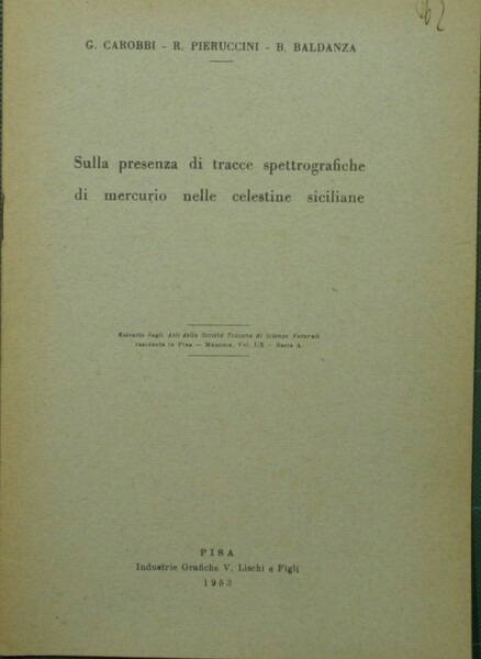 Sulla presenza di tracce spettrografiche di mercurio nelle celestine siciliane