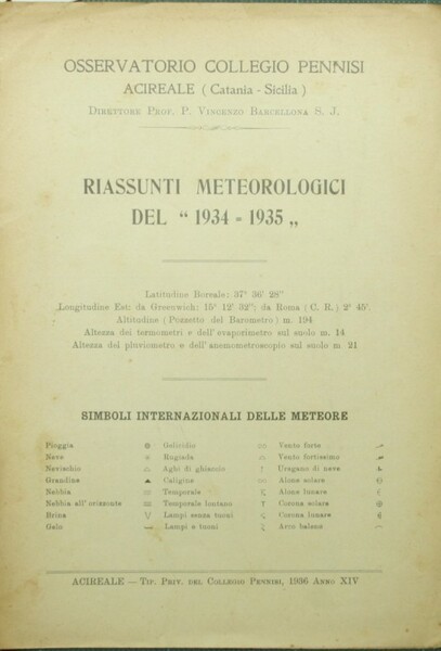 Riassunti meteorologici del 1934-1935