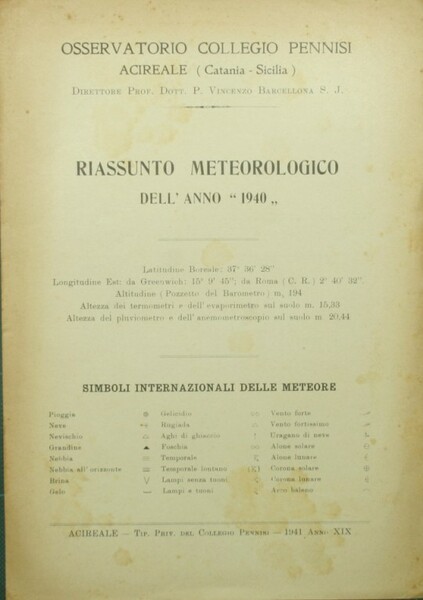 Riassunti meteorologici dell'anno 1940