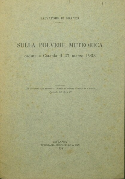 Sulla polvere meteorica caduta a Catania il 27 marzo 1933