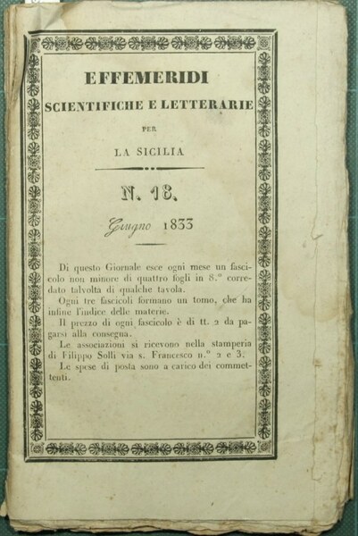 Effemeridi scientifiche e letterarie per la Sicilia. N. 18 - …