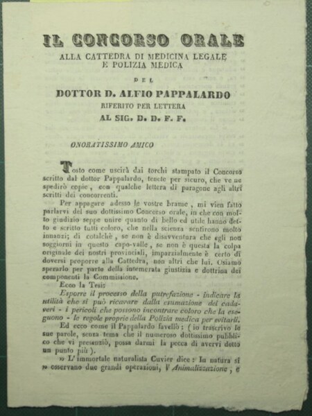 Il concorso orale alla cattedra di medicina legale e polizia …