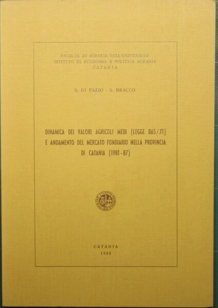 Dinamica dei valori agricoli medi (Legge 865/71) e andamento del …