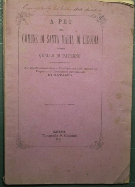 A pro del comune di Santa Maria di Licodia contro …