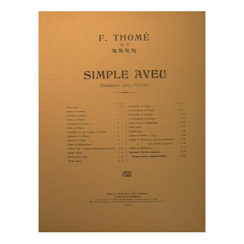Simple Aveu ( romance sans paroles ) ( moderato )