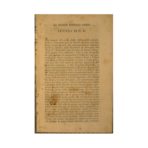 Lettera al Signor Emerico Amari