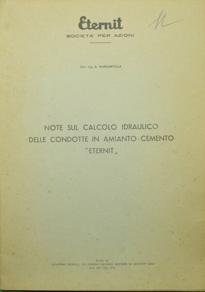 Note sul calcolo idraulico delle condotte in amianto-cemento 'eternit'